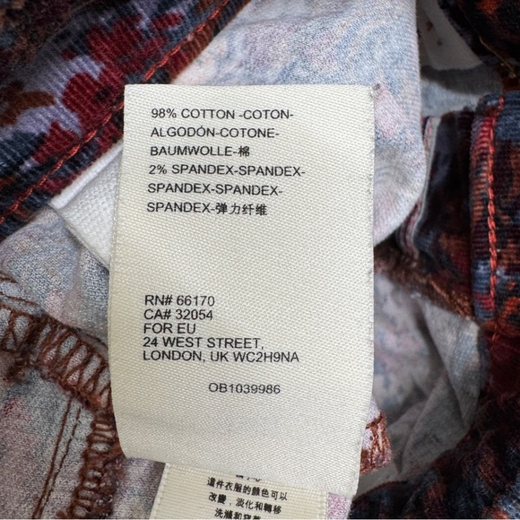 {Pilcro} "High Rise Skinny" Purple Floral Corduroy Velvet Stretch Jeans Pants - Picture 5 of 6